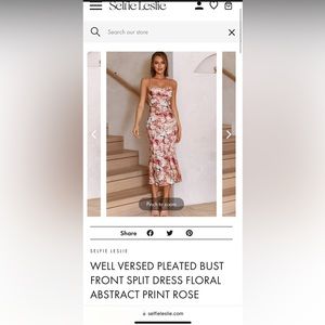 Selfie Leslie WELL VERSED PLEATED BUST FRONT SPLIT DRESS FLORAL ROSE